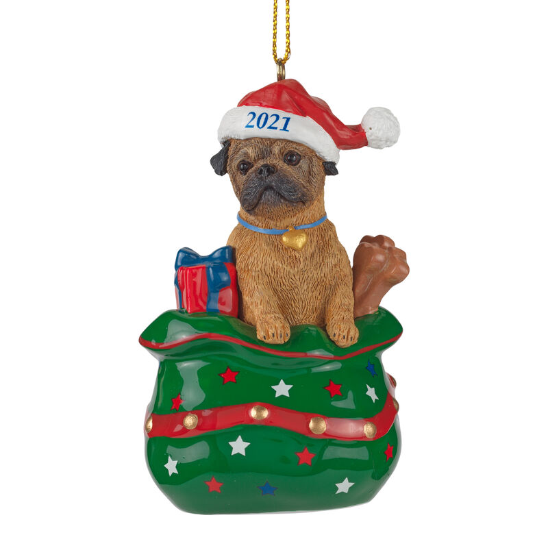 Details about  / NEW COLD CAST CERAMIC PUG IN A RED STOCKING ORNAMENT
